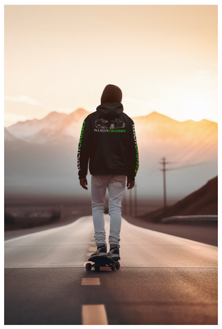 Black and Lime Green Illicit Crew Hoodie