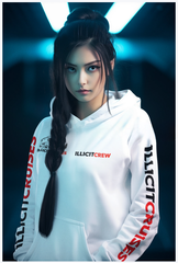White and Red Illicit Crew Hoodie